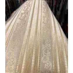 Tkanina stylowa pasy złote żakardowo-chenilowa